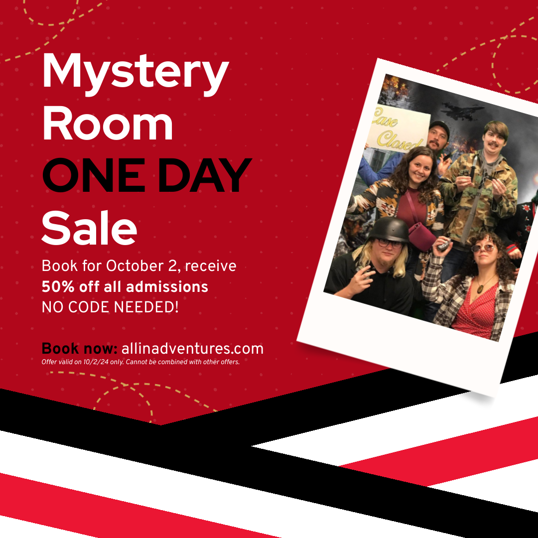 50 Off All Mystery Room Admissions Social Media