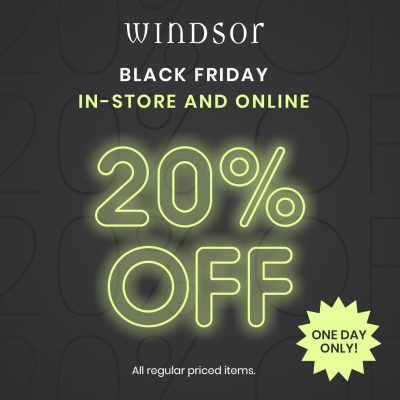 Static Social Square with Windsor Logo 11.29 Black Friday 20 Off Social 1080x1080