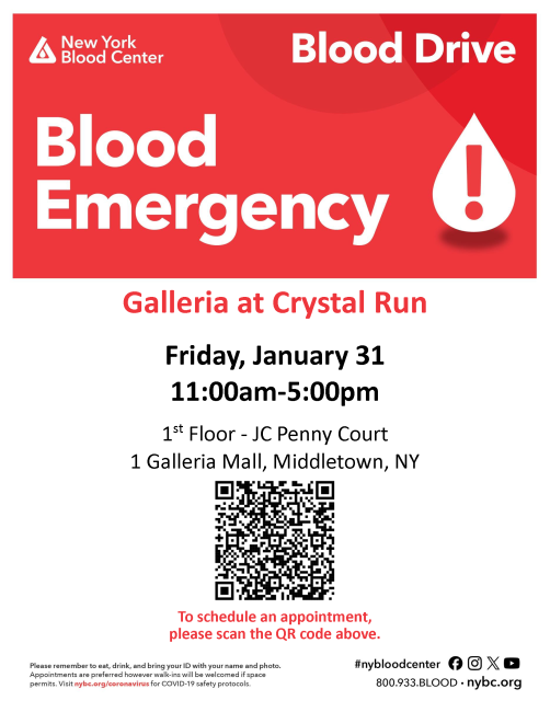 Galleria at Crystal Run Emergency Blood Drive